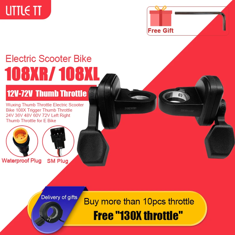 WUXING 108X Ebike Thumb Throttle fit Left/Right Handle Throttle for 24V 36V 48V 60V 72V Electric