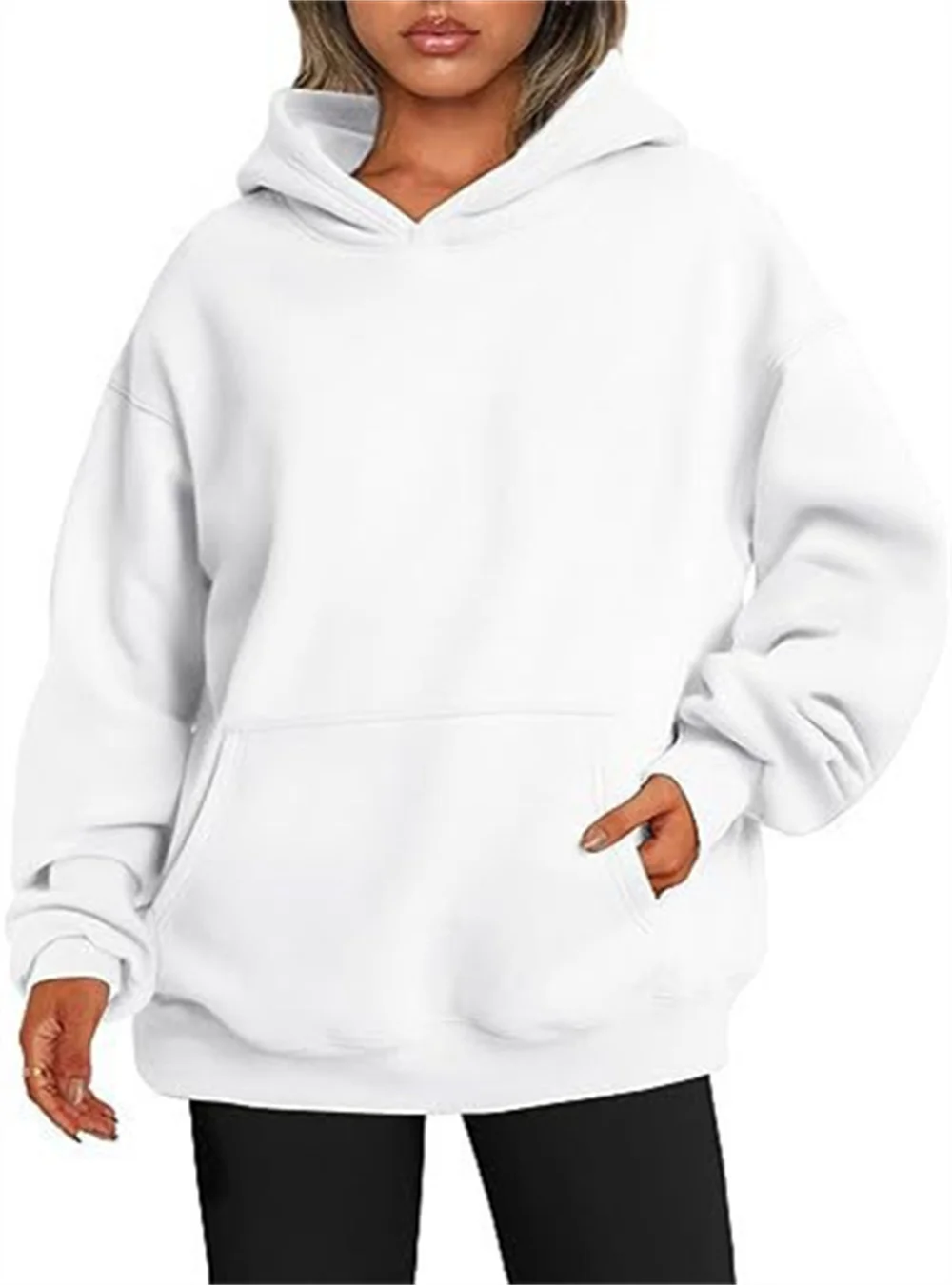 2024 New Women's Super Dalian Hoodie Sports Leisure Elastic Sweater Solid Color Sweater Thread Sweater Long Sleeve Pullover Pock 6
