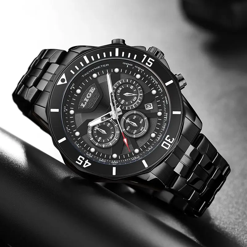 LIGE Casual Men Watch Luxury Waterproof Luminous Chronograph Date Man Wristwatch Military Quartz Men's Watches High Quality