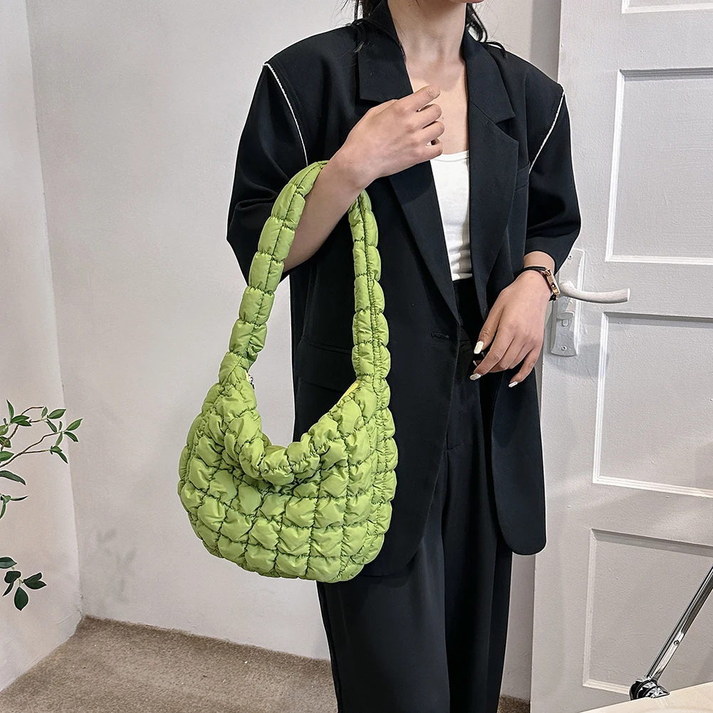 Quilted Padded Crossbody Bag for Women 2023 Pleated Bubbles Cloud Shoulder  Bags Large Bucket Tote Designer Bag Ruched Handbags