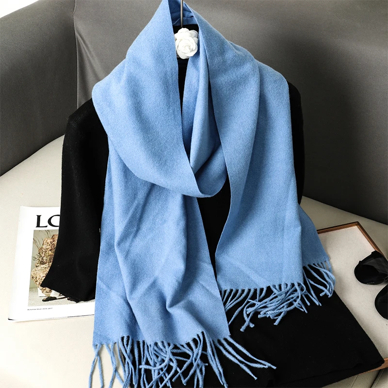 63 farben Solide Frauen Winter Schal Warme Chunky Kaschmir Schal Outdoor Luxus Quasten Pashmina Bufanda Dame Wrap Winddicht Schals – Detail 25