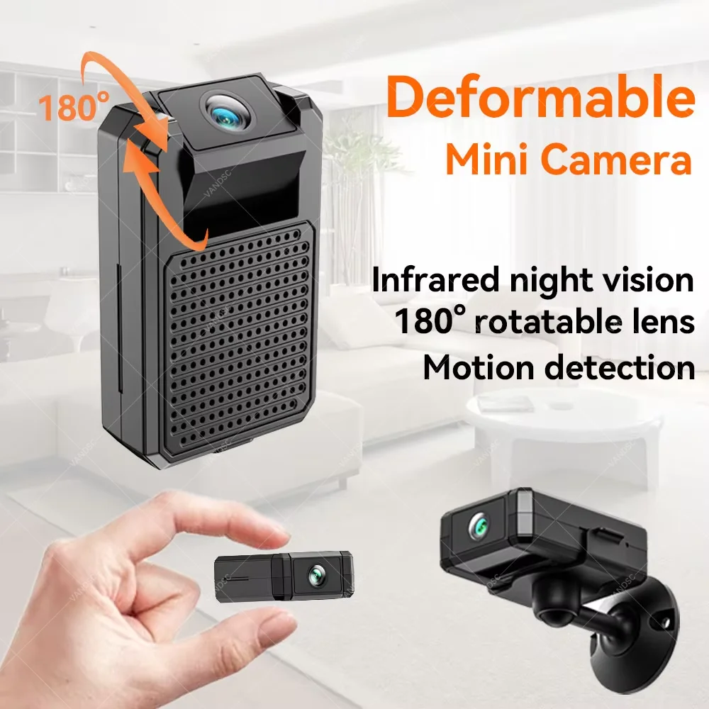 كاميرا مراقبة صغيرة 4K WiFi كاميرا مربية مع 180 °   مراقبة لاسلكية دوارة Len 4K بدون تسجيل واي فاي وكشف الحركة