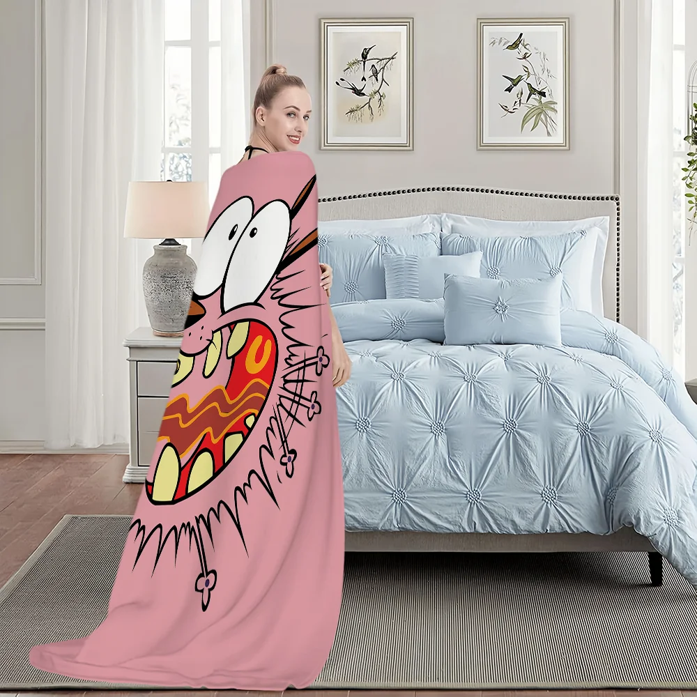 Cartoon C-Courage the C-Cowardly D-Dog Blanket Plush Nap Sofa rug for Living Room Office Bedroom Birthday Home Travel Kid Gifts 5