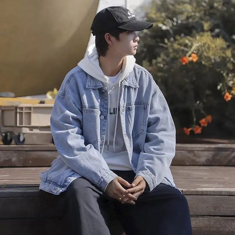 

2023 Spring Autumn Men's Fashion Oversize Denim Jackets Male Casual Jeans Coats Men New Loose Outwear Streetwear Male Coats H153