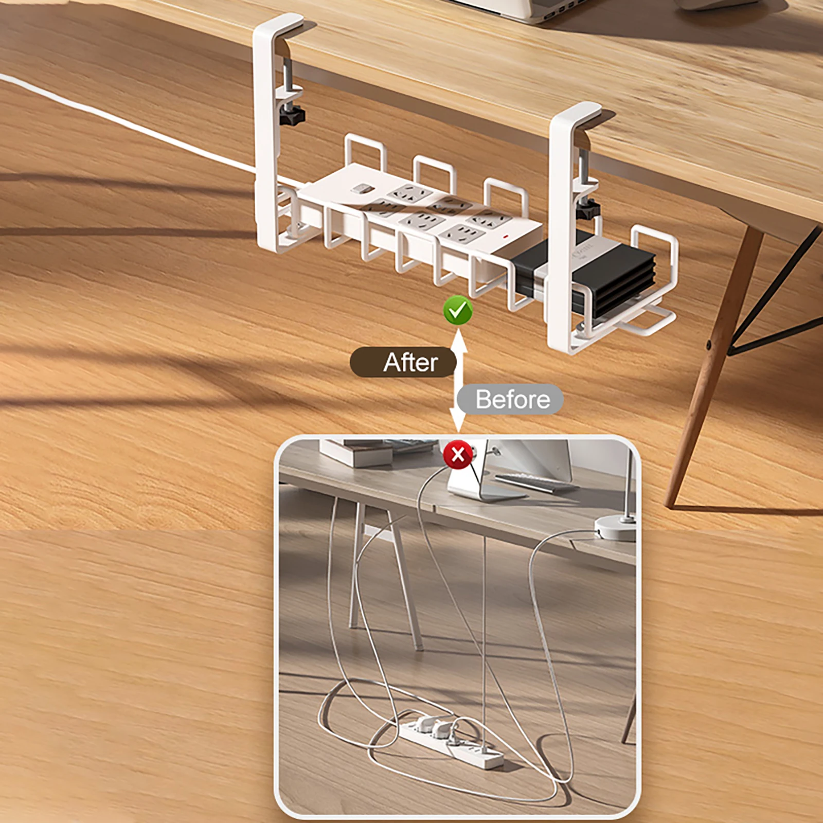 1pc Underdesk Cable Tidy Shelf, Punchfree Cable Storage Box, Household  Storage Organizer For Wire Management Of Office, Bedroom, Living Room,  Home, Do