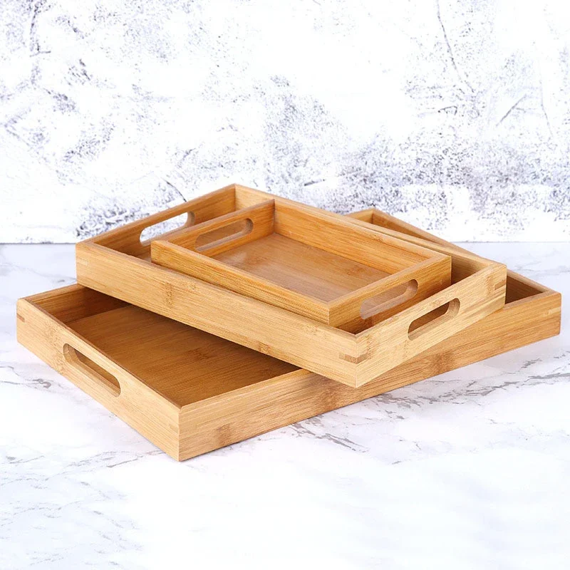 1pcs Eco Friendly Bamboo Rectangular Serving Trays for Kung Fu Tea Cup Fruit Dessert Food Sundries Storage Hotel Dinner Plate - Image 4