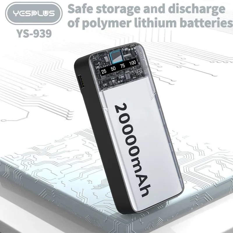 New 20000mAh Large Capacity Power Bank Fast Charging External Battery Comes with 4-Wire Charger LED Display Portable Power Bank 3