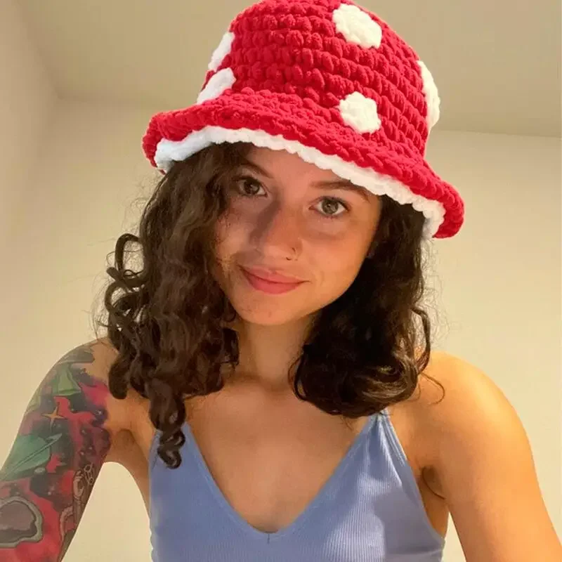 Super Odyssey Luigi brothers Halloween Hats Adult kids Crochet Mushroom Soft Slouchy Hat for Outdoors Wholesale