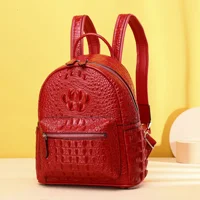 2024 New Fashion Alligator Genuine Leather Women Backpacks Luxury Brand Female Real Natural Leather Girl Student Casual Backpack 2