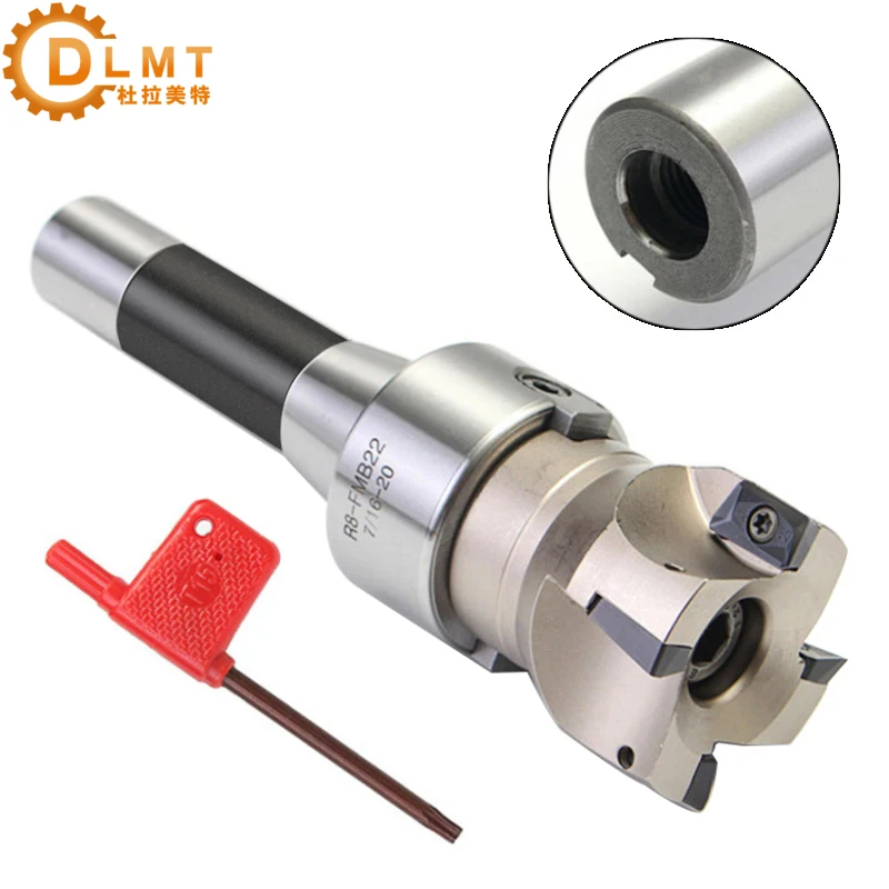 R8 FMB22 Straight Shank Arbor + BAP400R Face End Mill Cutter +10pcs APMT1604 Carbide Inserts +T spanner Wrench Turning Tool 1Set