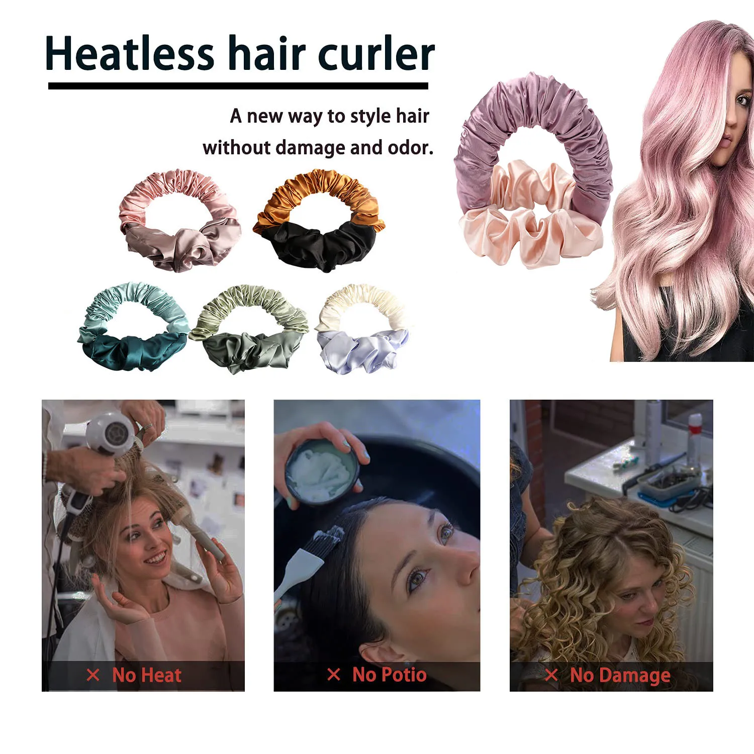Hair Styling Tool Hair Curling Tools Curly Hair Products Silk Sleep Hair Curler Roller No Heat Short Long Styling