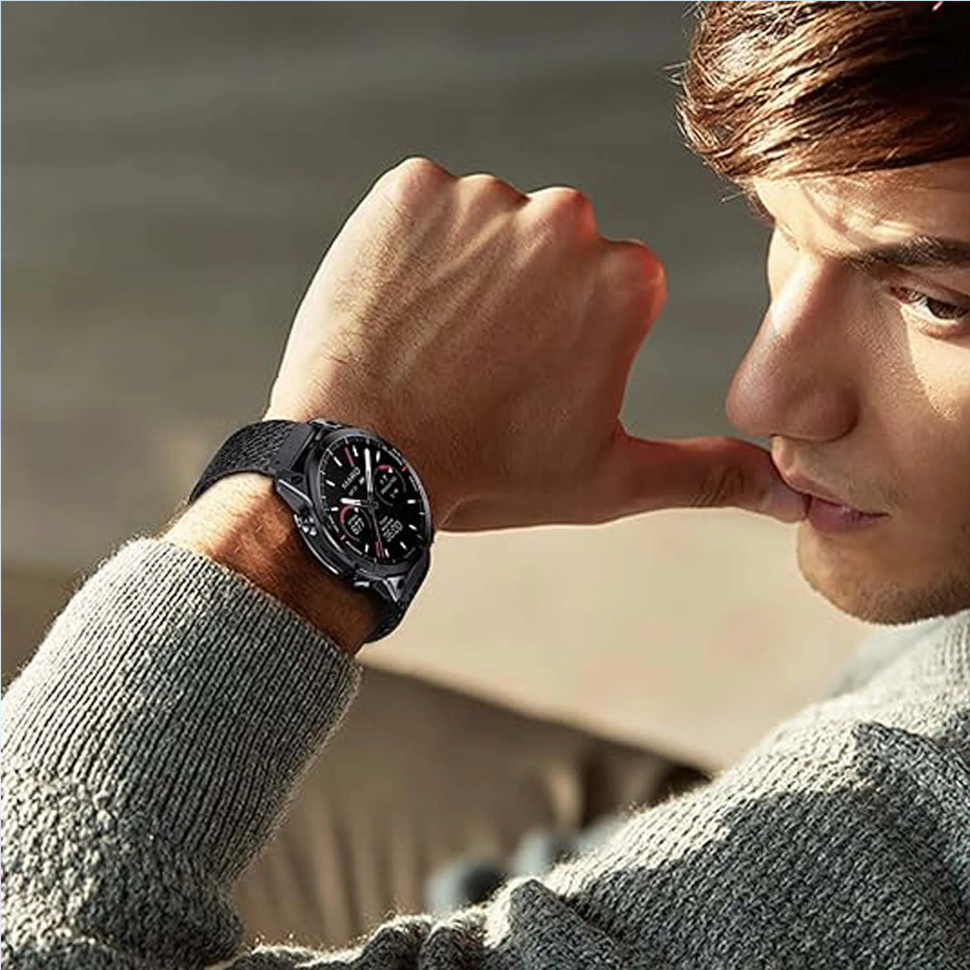 22 26MM Jacquard Quick Fit Nylon Watchband for Garmin Fenix 7