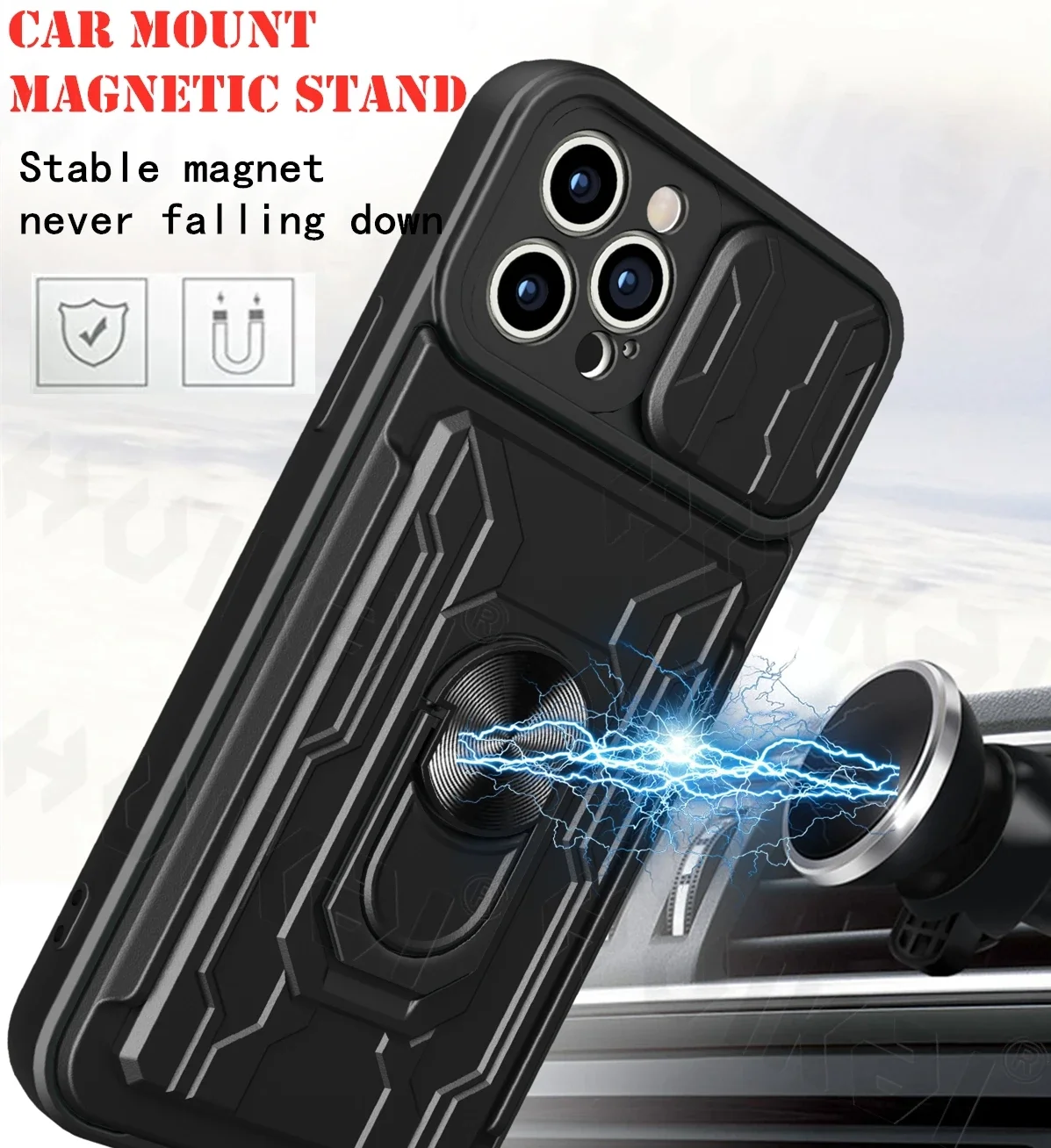Leather Wallet Case with Detachable Card Holder and Shockproof Protection