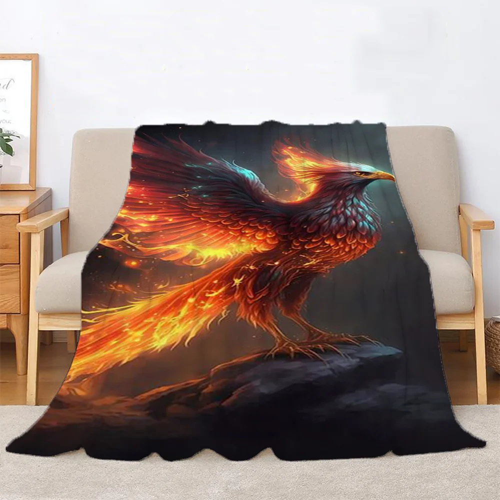 

Fire Phoenix Hairy Blanket Sofa Winter Fluffy Soft Blankets for Bed Bedroom Decoration Boho Home Decor Bedspread the Throw Warm