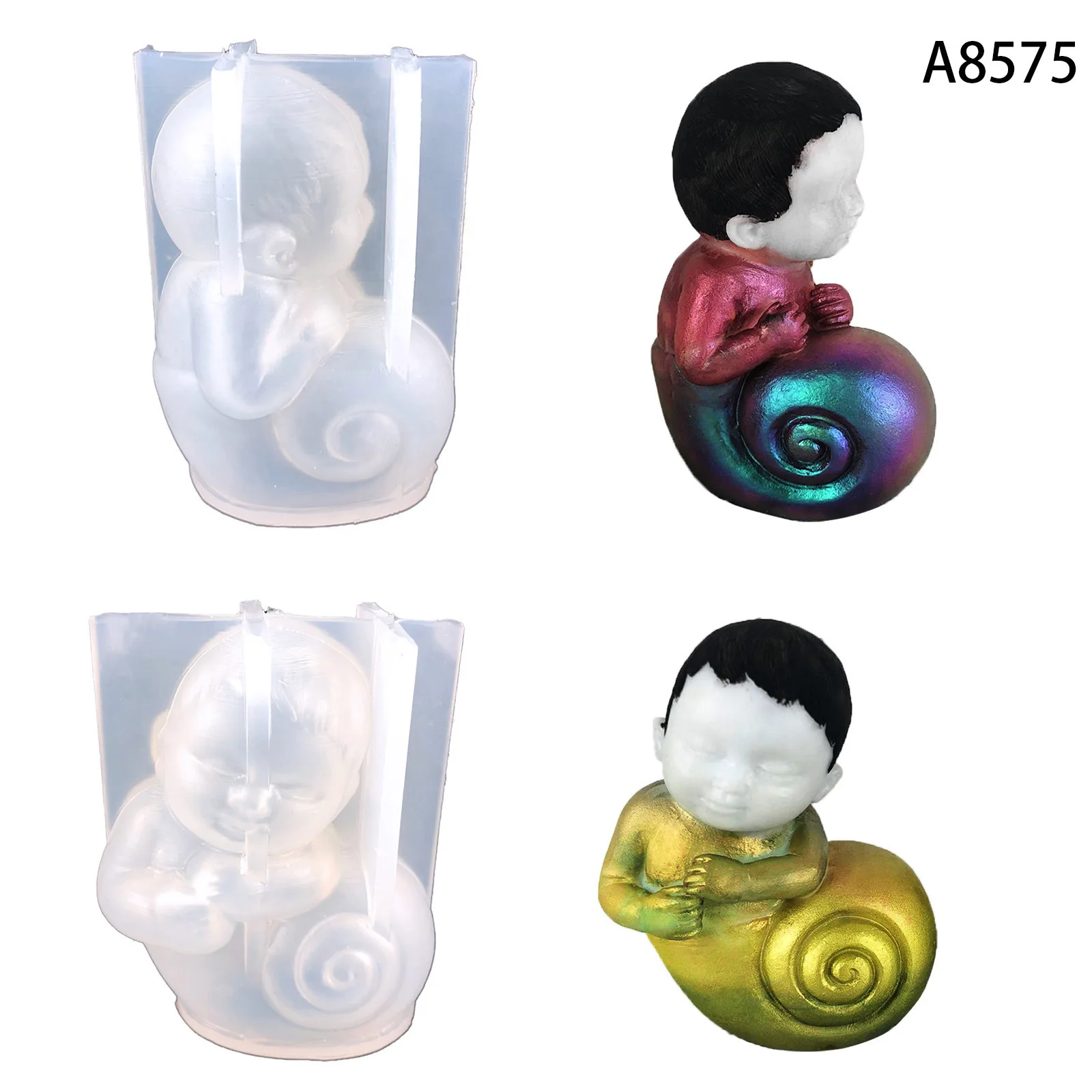 

DIY Japanese Snail Doll Crystal Dropping Gel Mold Desktop Decoration Fragrance Expanding Stone Candle Silicone Mold 3D