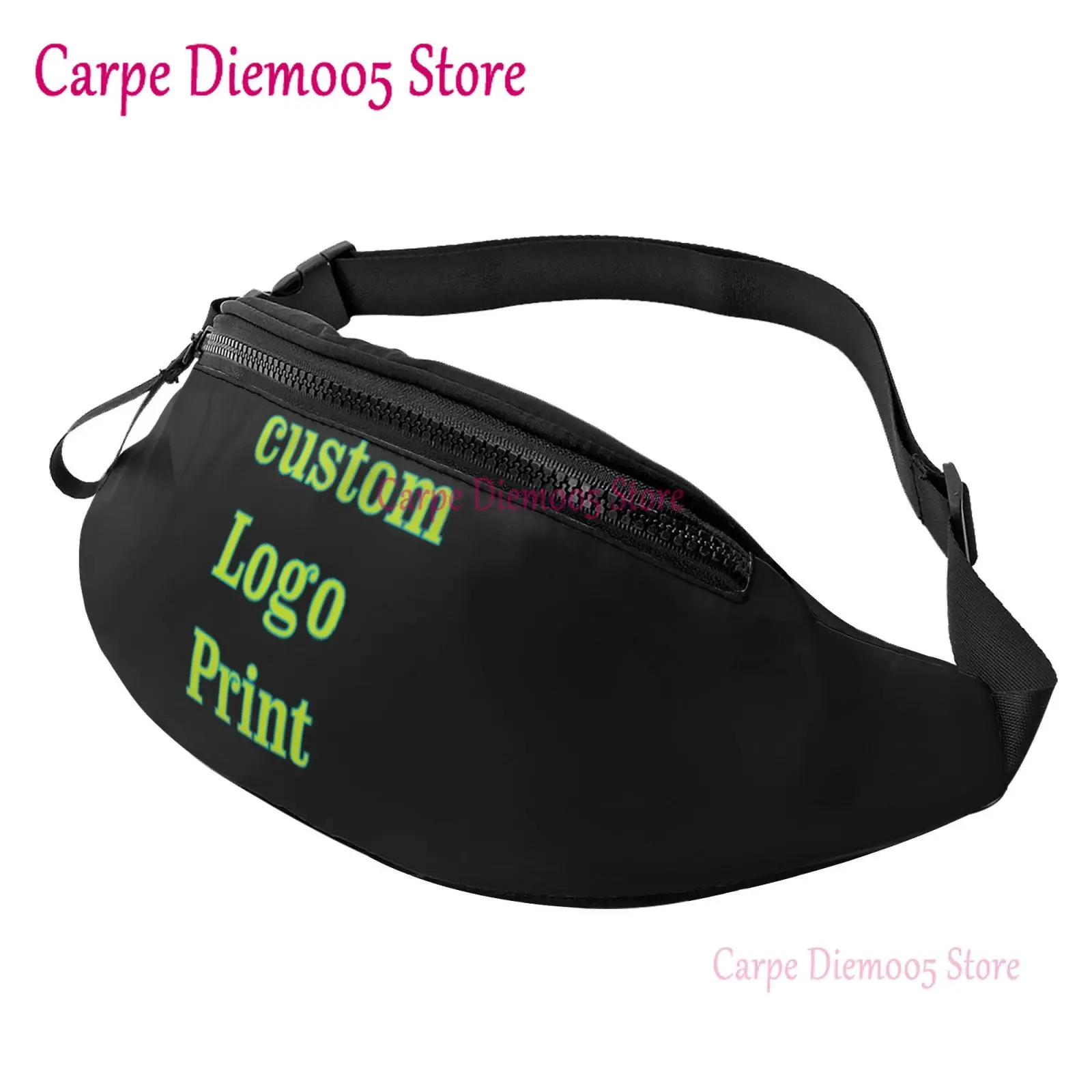 

Custom Logo Waist Bag with Headphone Hole Belt Bag Adjustable Sling Pocket Fashion Hip Bum Bag for Women Men Kids