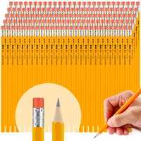 150/100/50/30 Pcs Yellow Pencils Bulk Wood Pencils with Erasers 2 HB Pencil Wood Cased for for School Writing, Drawing Sketching 1