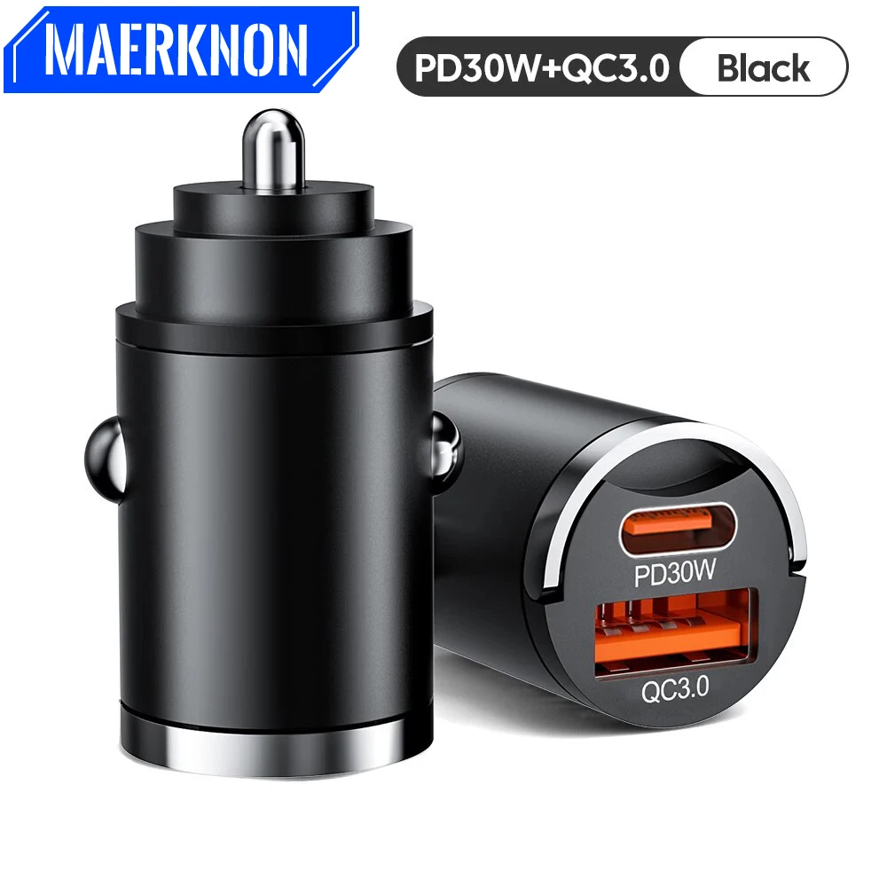 Caricabatteria Da Auto Mini 30W Pd Usb Tipo C Qc3.0 Adattatore Per Caricabatterie Per Telefono Da Auto A Ricarica Rapida Per Iphone Xiaomi Samsung Hua