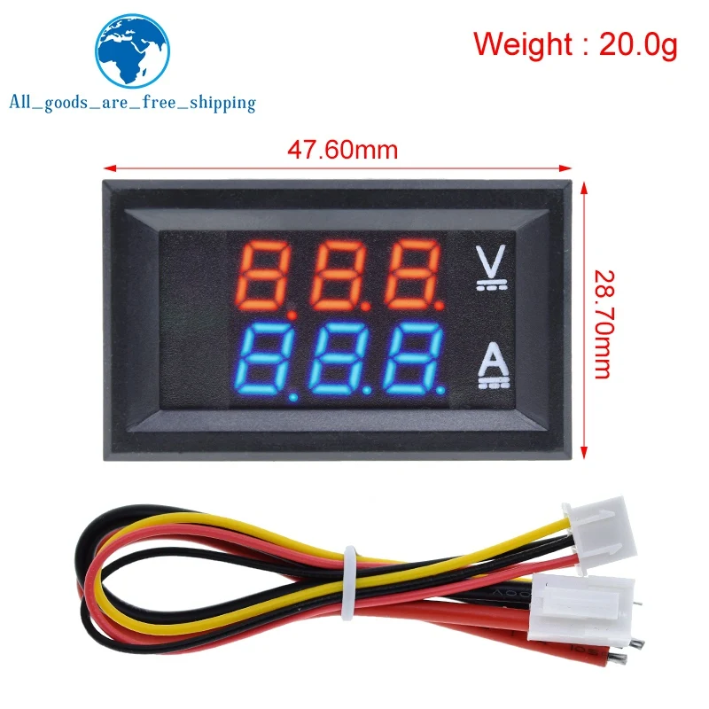 Voltímetro Amperímetro Digital Doble Display DC 0-100V 10A –