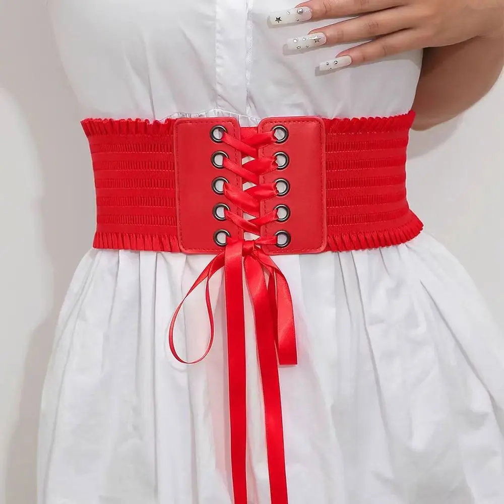 Breiter Korsett-Taillengürtel, dehnbarer dekorativer Bund, DIY PU-Leder, Seide, elastische Kummerbunds für Frauen, Dame, Mädchen, Braut – Detail 3