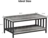 Coffee Table for Living Room with Slatted Sides Frame,Modern Farmhouse Table with 2-Tier Storage Shelf for Home Office 3