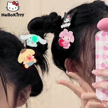 산리오 헬로 키티 귀여운 글로우 헤어 클립, 티아라 앞머리, Y2k 소녀 패션 머리핀, 덕빌 클립, 재미있는 부활절 모자, 헤어 액세서리