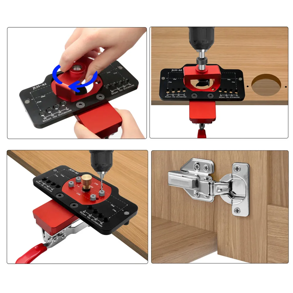 35 Mm Kabinet Scharnier Jig Boren Gat Perforator Met 2 Vasthoudclips Verborgen Verstelbare Snelle Ponskast Hardware Boor Gids Locator Voor Houtbewerking Deurkast Scharnieren Montage 1257568579