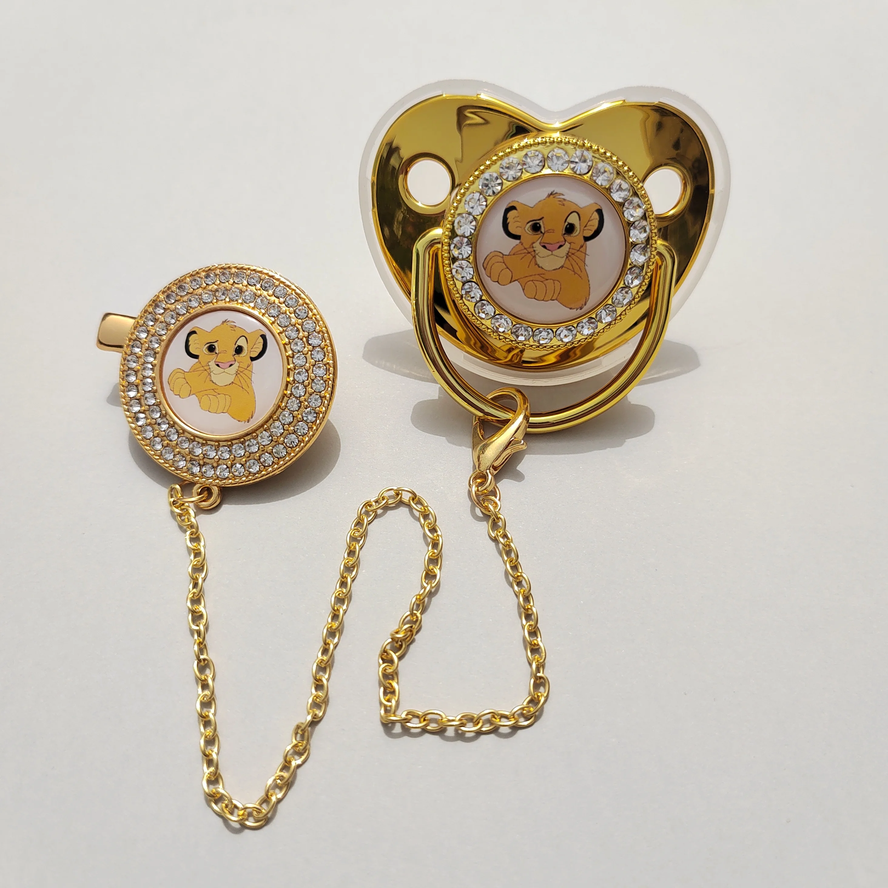 Disney Classic Style Lion King Baby Pacifier Clip Pacifier Chain BPA free silicone Bling Baby