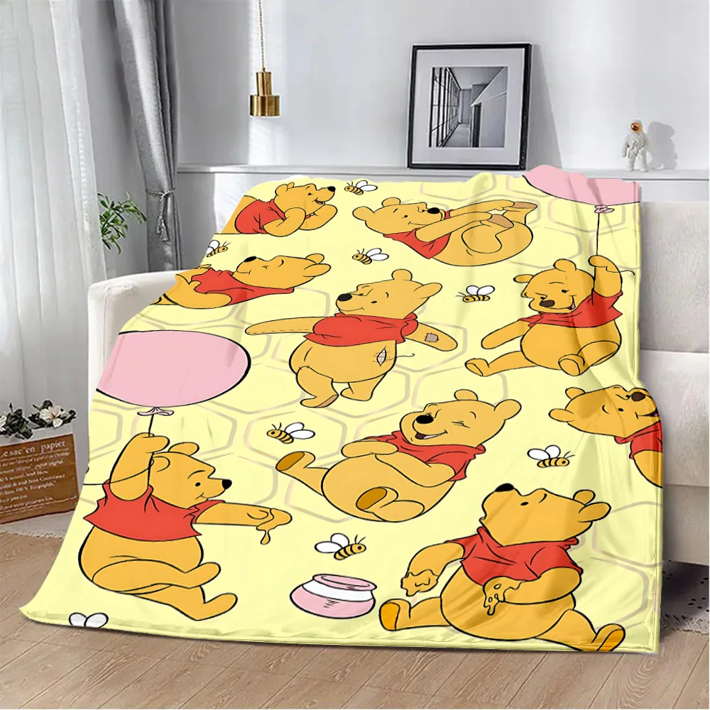 Printed Blanket Picnic Blankets Cartoon Kawaii Winnie the Pooh Warm Blanket Soft and Comfortable Home Travel Birthday Gift 4