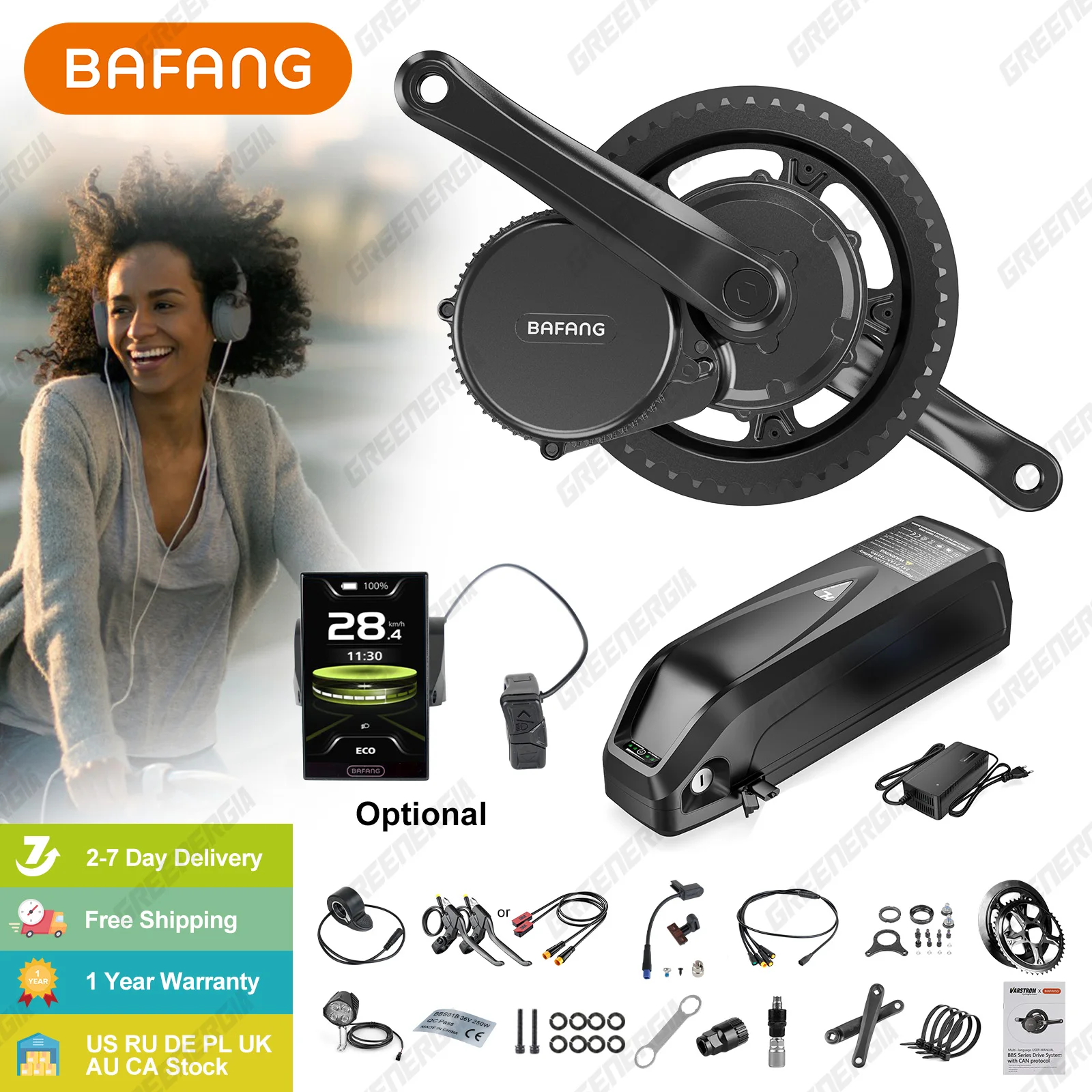 Bafang 750W Motor BBS02B BBS02 Ebike Conversion Kit Electric Bicycle Mid Drive Engine 48V 52V 20Ah 17.5Ah Hailong Battery Kit