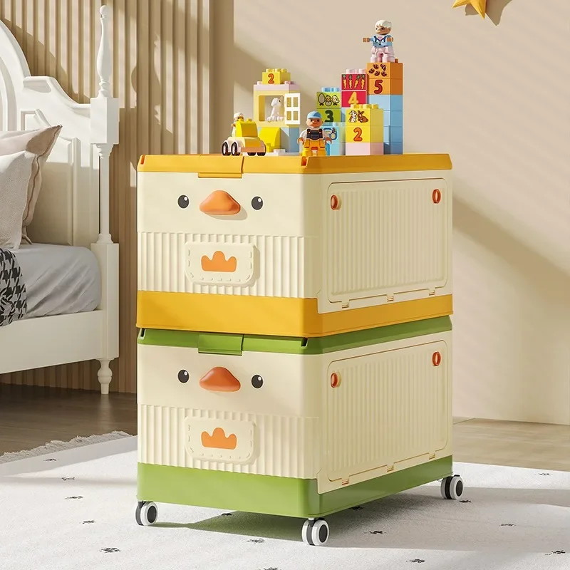 

Children's Toy Large Capacity Storage Box Clothes Snacks Toys Organizing Box with Wheels Can Be Propelled Home Storage