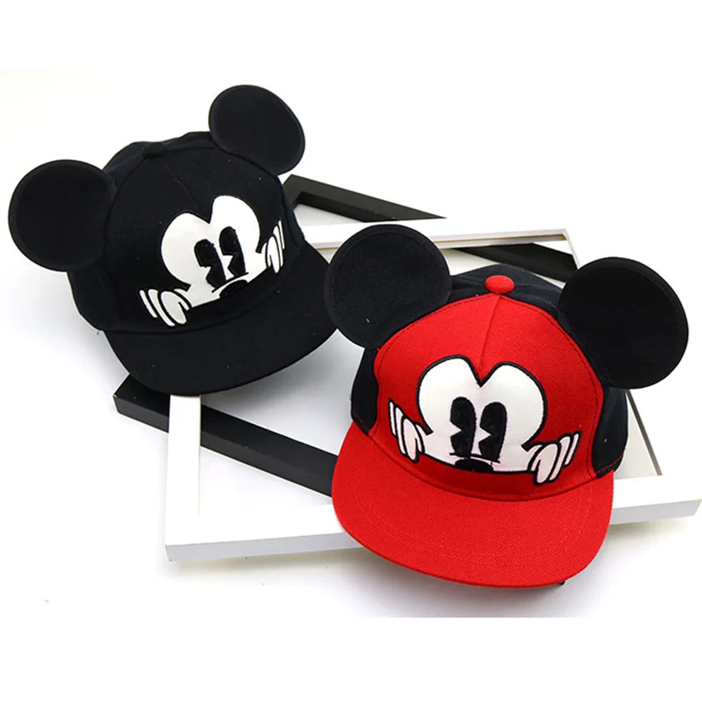 Disney Mickey Mouse Hat Cartoon Cute Big Ear Embroidered Baseball Hat Boys Girls Hip Hop Breathable Cap Adjustable Birthday Gift 5
