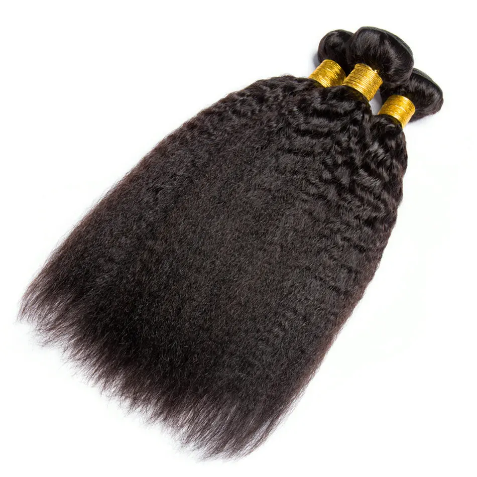 Malaysia Hair Kinky Straight Bundles For Women 100% Curly Hair Weave Extensions 1/3 Pieces Deal Yaki Straight Human Bundles