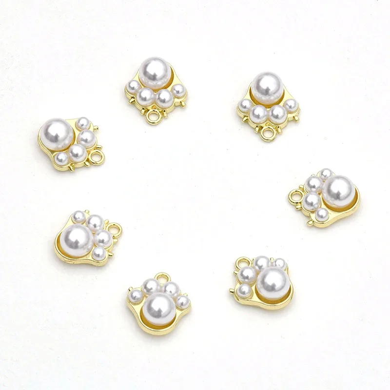 

15pcs 14x15mm Gold Color Alloy Pearl Cat Paw Charms Pendant Designer Charms for Jewelry Making DIY Jewelry Accessories Wholesale