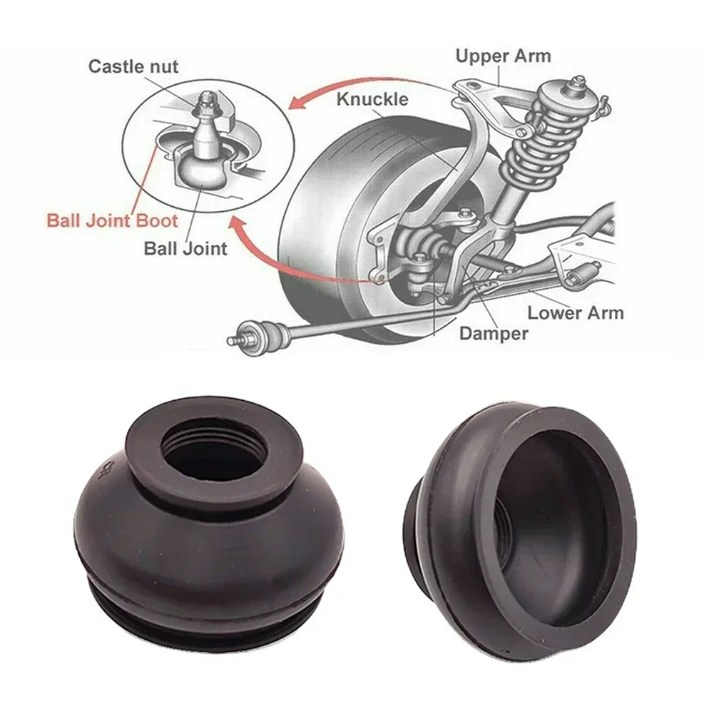 Car Suspension Parts 2pcs Dust Boot Covers Ball Joint Boots Black