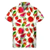 3d Printed Tropical Watermelon Graphic Hawaiian Shirts for me Summer Short Sleeves Button up Shirts Men Clothes Lapel Blouse 3