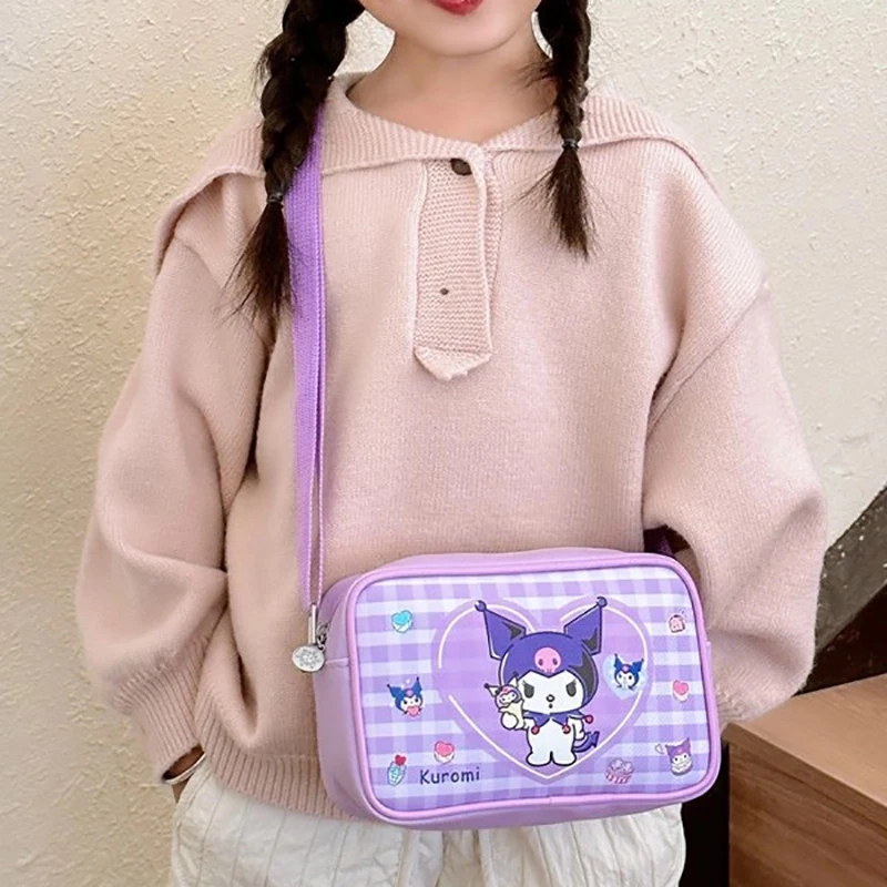 MINISO Sanrio Women's Bag Cartoon Cute Crossbody Shoulder Bag Kuromi Children's Bag Cinnamoroll Small Square Bag 2