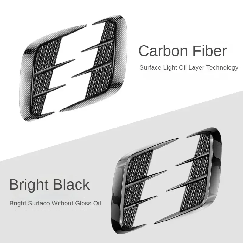 Pair Multipurpose Carbon Fibre Car Shark Gills Emulation Vent Side Air Inlet Hood Decoration Vehicle air outlet Car Body Sticker hood scoop stickers car body trim accessories
