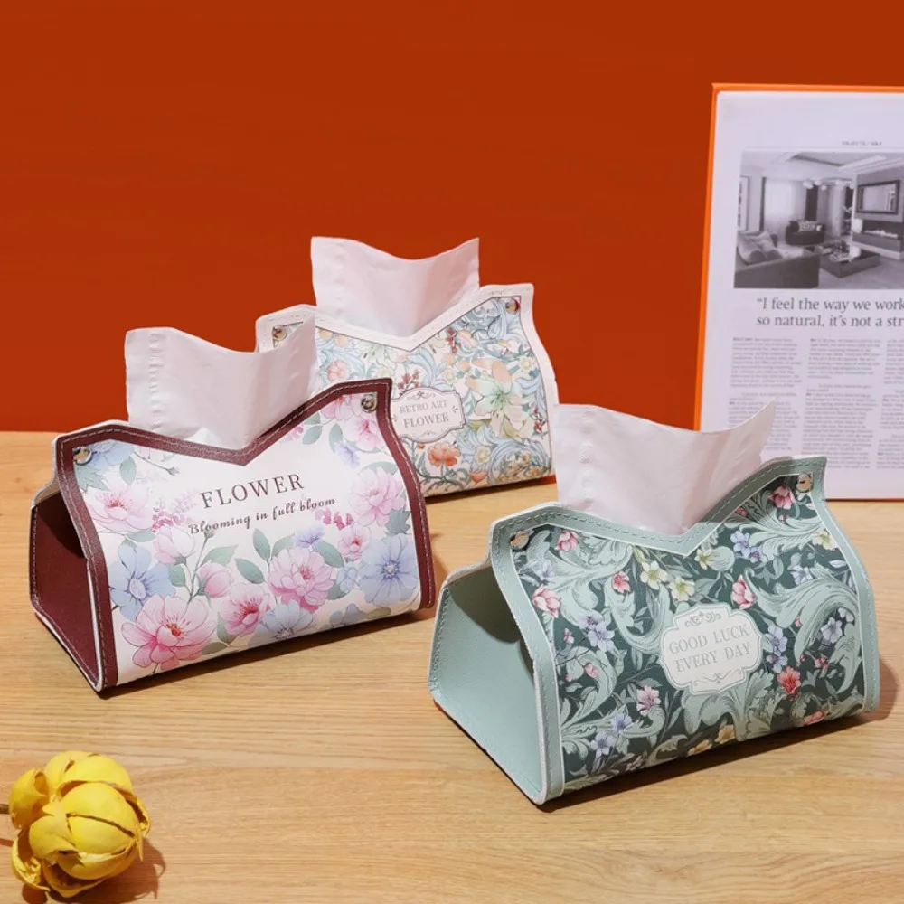 Fashion Leather Tissue Box Car Interior Pull-down Pocket Tissue Storage Box Multi-functional Paper Holder 4