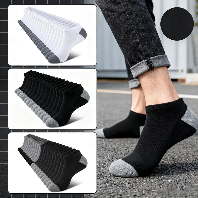 5 Pairs Ankle Running Socks Men Solid Sweat Absorbing Short Socks Comfortable Breathable Low Cut Sport Socks