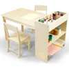 Kids Art Table and Chair Set, Birch Wooden Activity Craft Table, Kids Drawing Table, Toddler Desk with Storage and 1 Chair 1