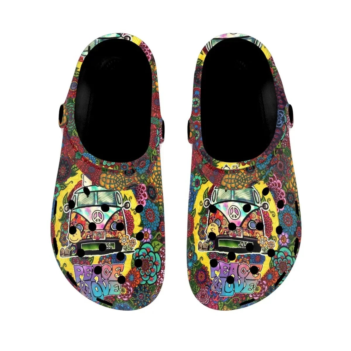 Outdoor Slippers Women Summer Peace And Love Design Print Fashion Ladies Home Sandals Shoes Woman Flats Breathable Beach Slides