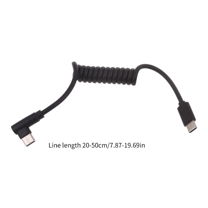 Fast Charging Type C to Type C Coiled Cable 90 Degree Designs Cable 20-50cm Durable for Smartphones & More