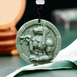 Natural Real Jade Death Anubis Pendant Necklace Amulet Accessories Carved Jewelry Chinese Vintage Fashion Luxury Stone