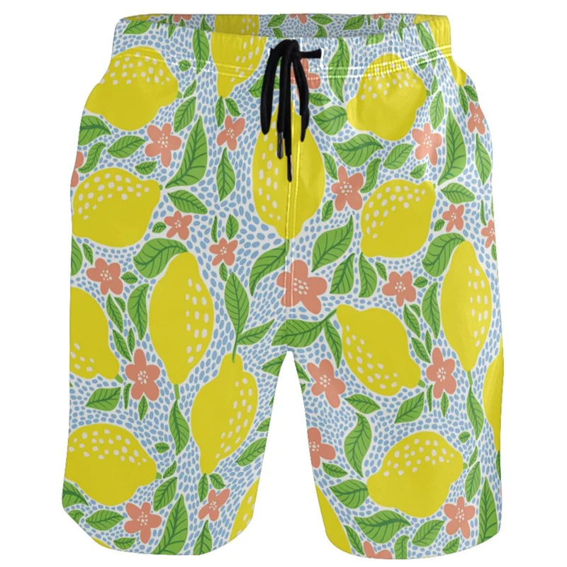 

3d Printed Fruit Men's Beach Shorts Quick Dry Holiday Swim Trunks Surf Board Shorts Lemon Banana Sports Running Short Pants