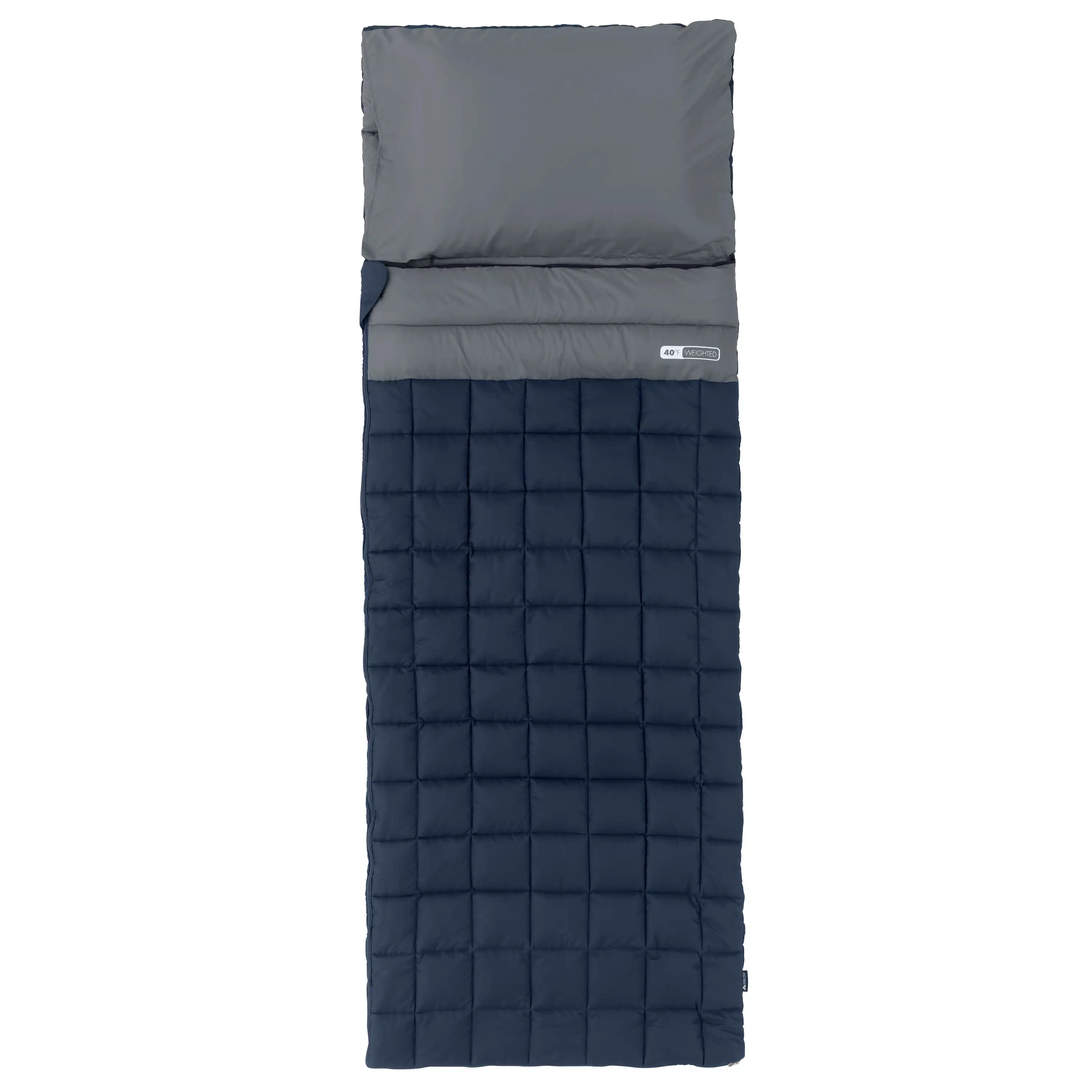 

40F Weighted Adult Sleeping Bag – Navy & Gray (size 95 in. x 34 in.) pillow camping Camping supplies