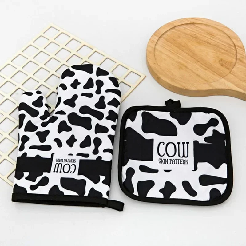Oven Baking Gloves Microwave Oven Gloves with Mat High-temperature Resistant Kitchen Baking Tools Bakeware BBQ