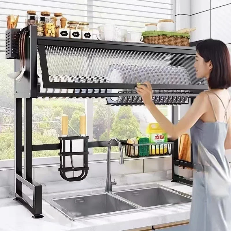 Stainless Steel Kitchen Cabinet Over-the-Sink Dish Drying Rack Multi-Organizer Sink Shelf for Kitchen Kitchenware