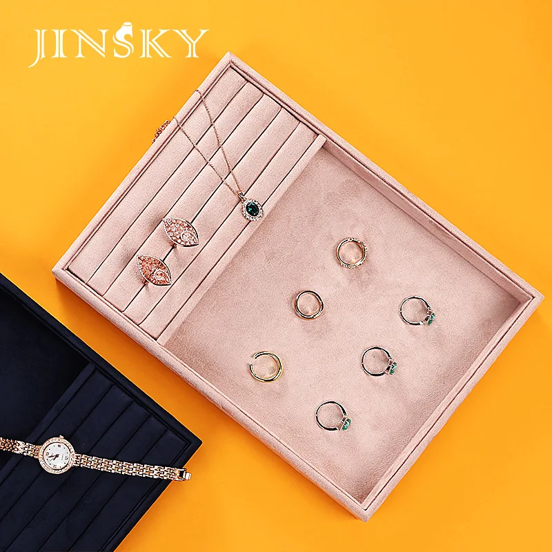 ins jewelry plate ring necklace storage tray flannel jewelry display plate glasses watch live photo plate