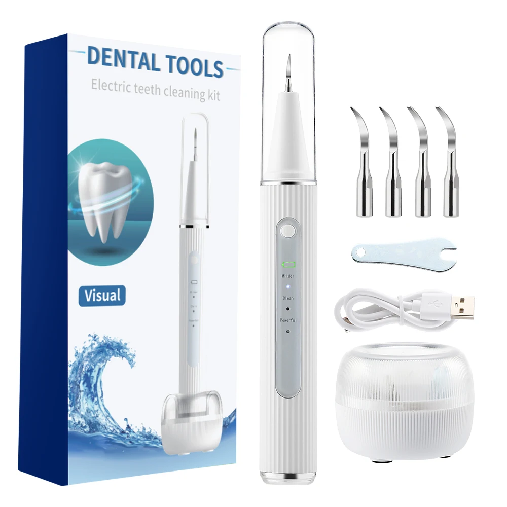 Visual Scaler Dental Scaler Portátil Elétrico Limpador de Dentes Modos Oral Tártaro Removedor Placa Mancha Mais Limpo Base Carregamento